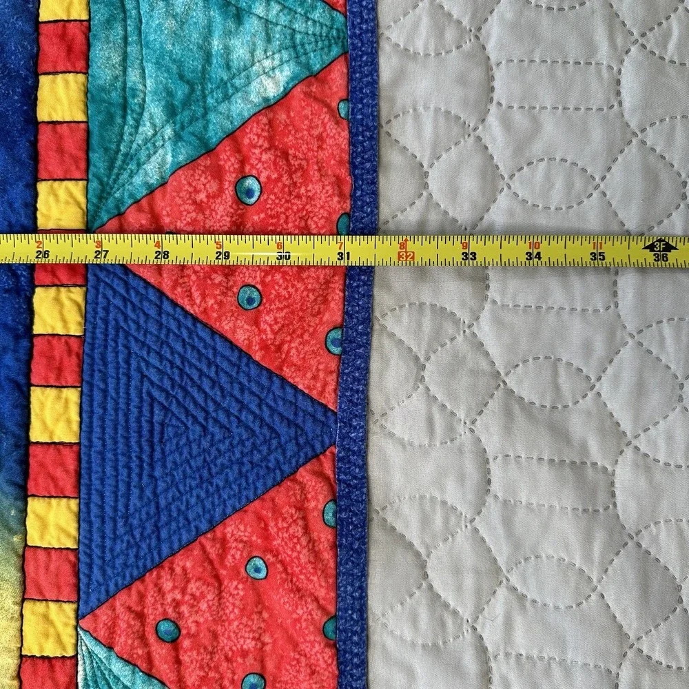 Bear Quilt Blanket Baby Moon Handmade Reversible Sleeping Rockets Stars Tie Dye